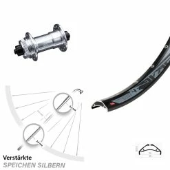KX-E Nabe Centerlock 5x100 Mm Silbern Eloxiert Rodi TRYP 35 Vorderrad 27,5 Zoll