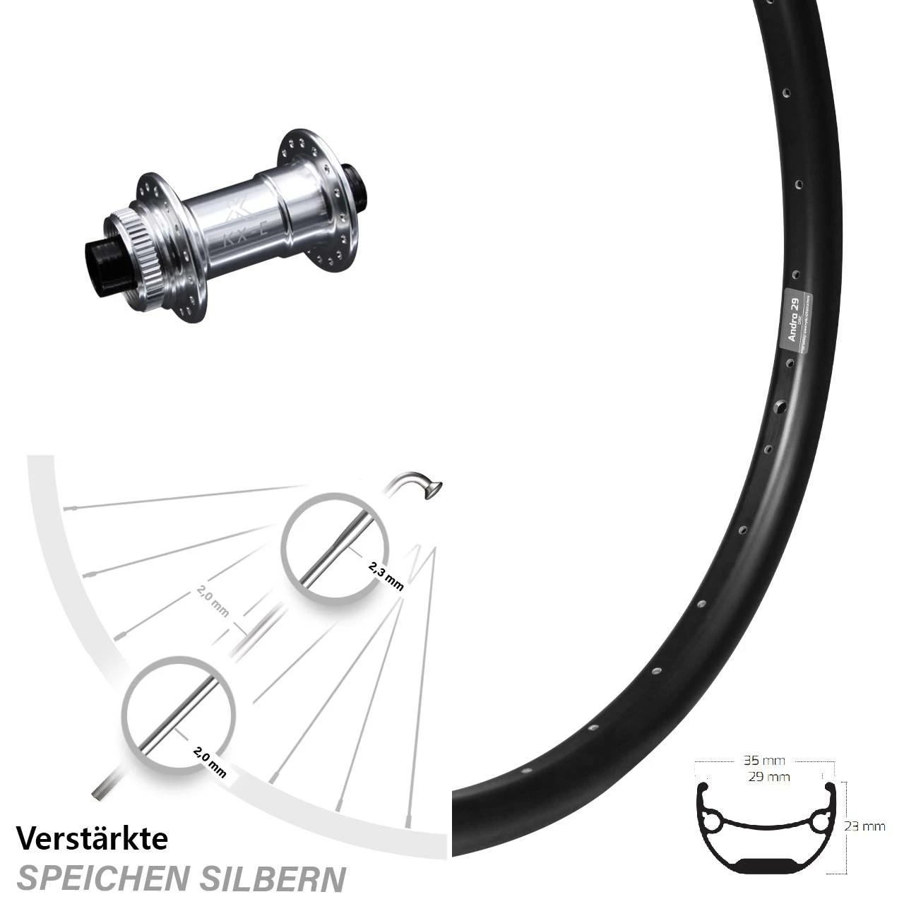 26 Zoll Vorderrad KX-E Centerlock 15x100 Mm Silbern Eloxiert Ryde Andra 29 3 26 Zoll Vorderrad KX-E Centerlock 15x100 Mm Silbern Eloxiert Ryde Andra 29