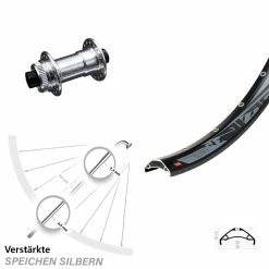 KX-E Nabe Centerlock 15x100 Mm Silbern Eloxiert Rodi TRYP 35 Vorderrad 27,5 Zoll