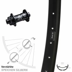 Breites Vorderrad Ryde Rival 35 Disc Mit KX-E Nabe Schwarz Verstärkt Centerlock