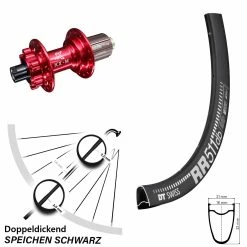 Dt-swiss DT Swiss RR 511 Road Disc Hinterrad 28 Zoll Nabe KX-M Rot-eloxiert 12x142 Mm Steckachse
