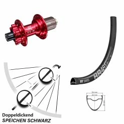 Dt-swiss DT Swiss RR 481 DB Disc-Hinterrad 28 Zoll Mit KX-M Rot 12x142 Mm Steckachse 6-loch