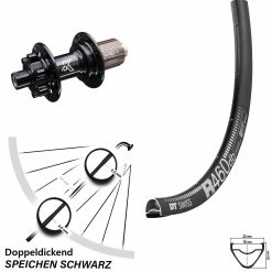 Dt-swiss 28 Zoll Hinterrad DT Swiss R 460 Disc 6-loch Nabe KX-M Schwarz 12x142 Mm Steckachse