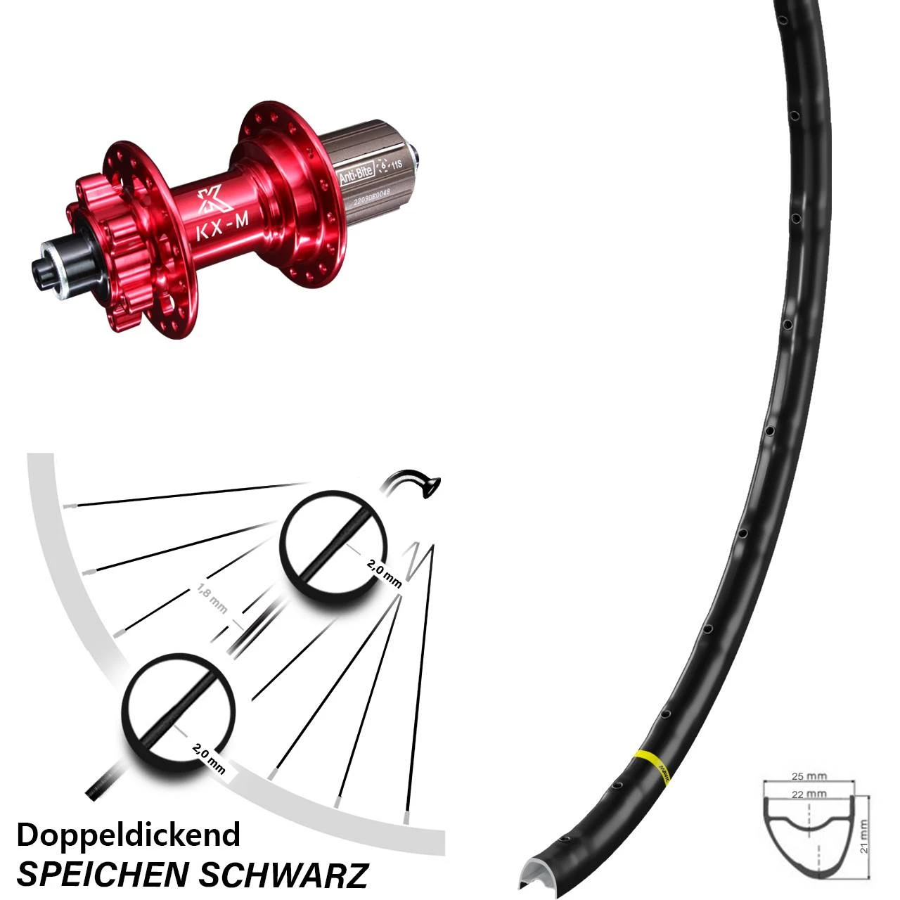Hinterrad Mavic A 1022 Rot Eloxiert KX-M 5x135 Mm 28 Zoll Schnellspanner 3 Hinterrad Mavic A 1022 Rot Eloxiert KX-M 5x135 Mm 28 Zoll Schnellspanner