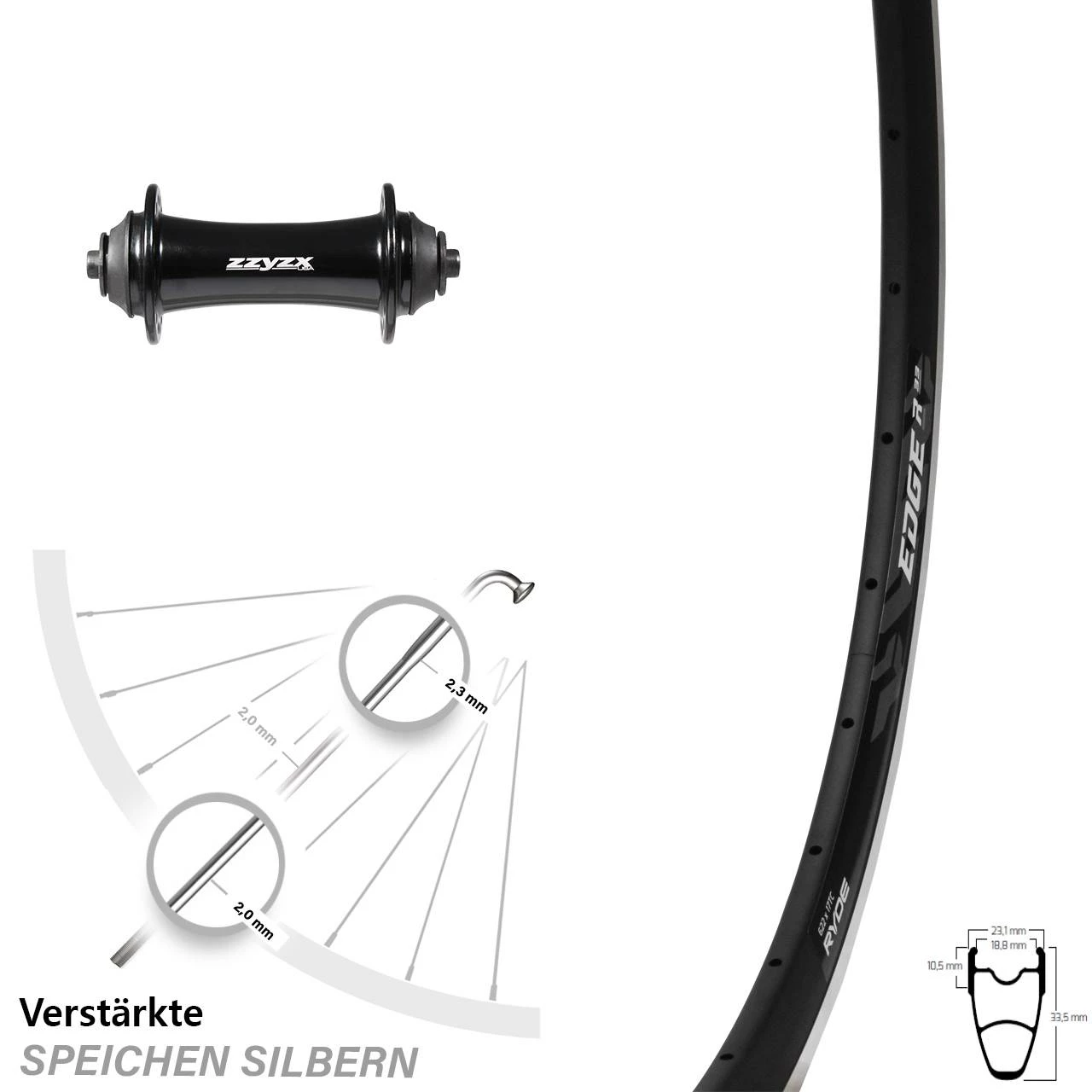 Ryde Edge R33 Vorderrad 28 Zoll Felgenbremse Formula ZZYZX 3 Ryde Edge R33 Vorderrad 28 Zoll Felgenbremse Formula ZZYZX