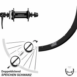 29 Zoll MTB Vorderrad Ryde Rival 19 Schwarz Mit Shimano HB-TX505